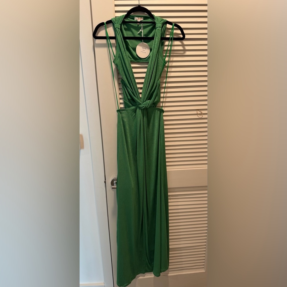 NWT A LITTLE BIT OF EVERYTHING KELLY GREEN TWIST FRONT CUT OUT MAXI DRESS - Picture 8 of 9